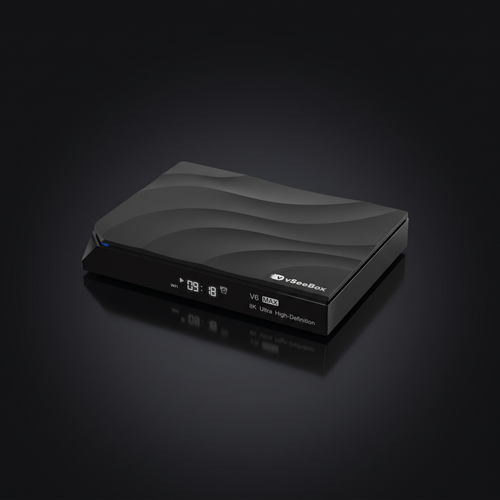vSeeBox V6 Max Android TV box premium studio hero