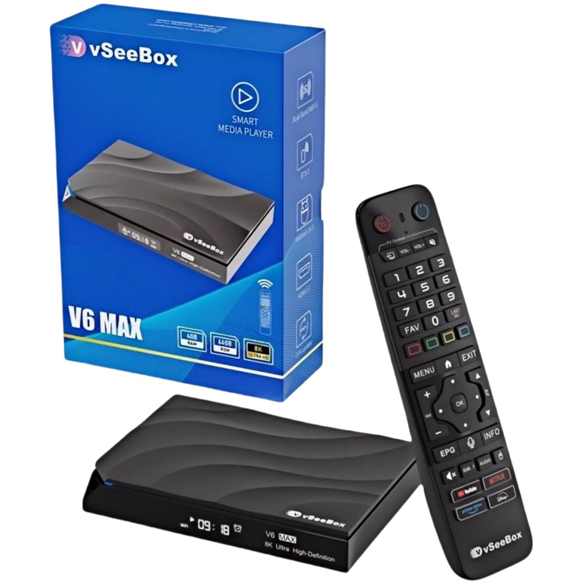 vSeeBox V6 Max Android TV box front view